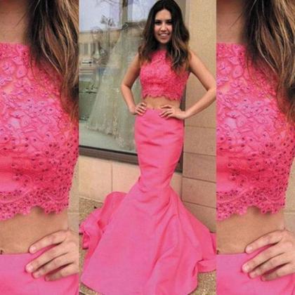 Long Mermaid 2017 Two Pieces Party Dress..